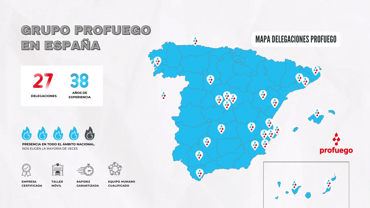 Profuego mapa delegaciones España ACTUALIZADO